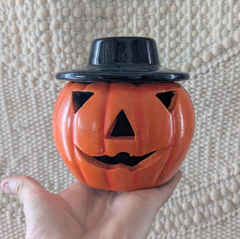 Vintage Ceramic Jack-o'-lantern Top Hat Halloween Fall Autumn Home Decor